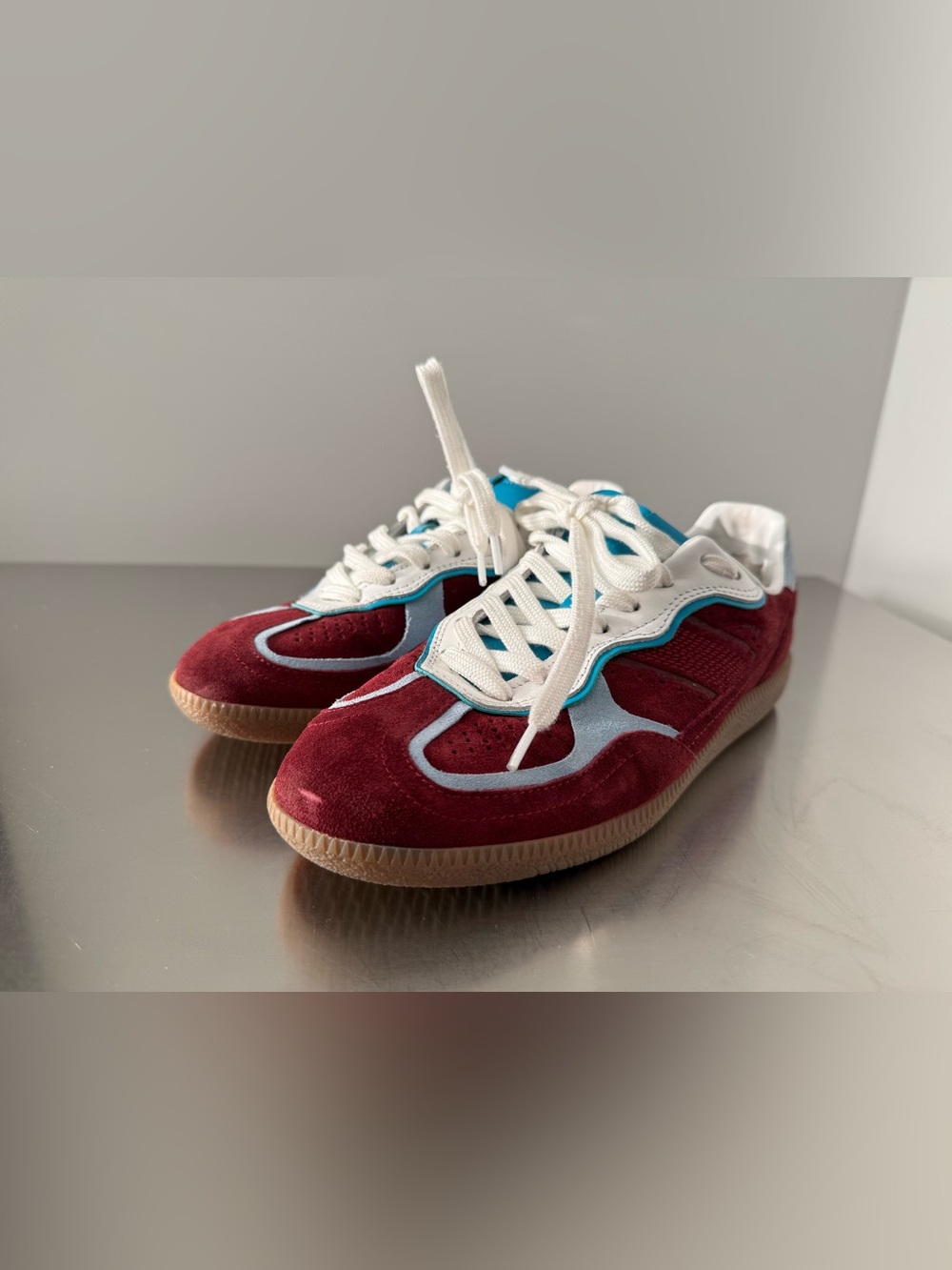 ALOHAS TB.490 RIFE BURGUNDY LEATHER SNEAKERS - Picture 3 of 9